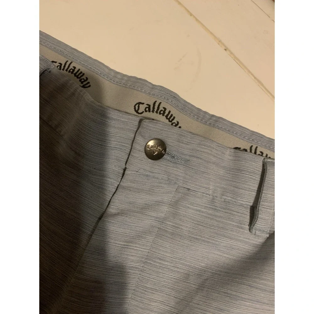 Callaway Men's Golf Shorts Sz 38 Light Heather W/pattern Flat Front Inseam 9